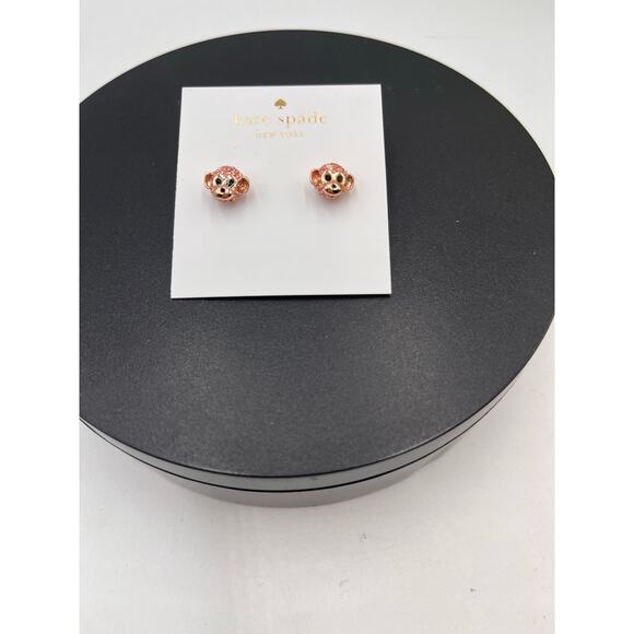 Kate Spade New York Pink Pave Monkey Stud Ramblin Roses Earrings‎ New - Picture 2 of 7